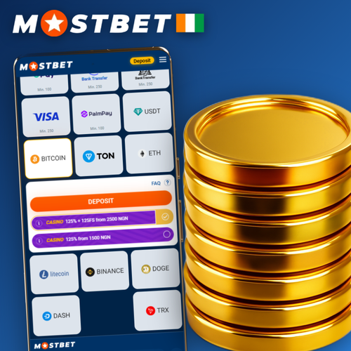 Interface mobile Mostbet affichant l'écran de retrait minimum en XOF pour les joueurs ivoiriens